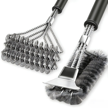 2 Pack BBQ Grill Brush, 18 inch BBQ Accessories, BBQ Cleaning Brush Safe Bristle Free BBQ Brush,100% Rust-Proof Stainless Steel- BBQ Grill Cleaner for Gas, Charcoal, Smoker, Porcelain, Infrared Grill - Available at All In One Marketplace Canada