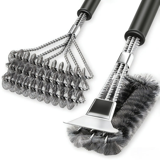 2 Pack BBQ Grill Brush, 18 inch BBQ Accessories, BBQ Cleaning Brush Safe Bristle Free BBQ Brush,100% Rust-Proof Stainless Steel- BBQ Grill Cleaner for Gas, Charcoal, Smoker, Porcelain, Infrared Grill - Available at All In One Marketplace Canada