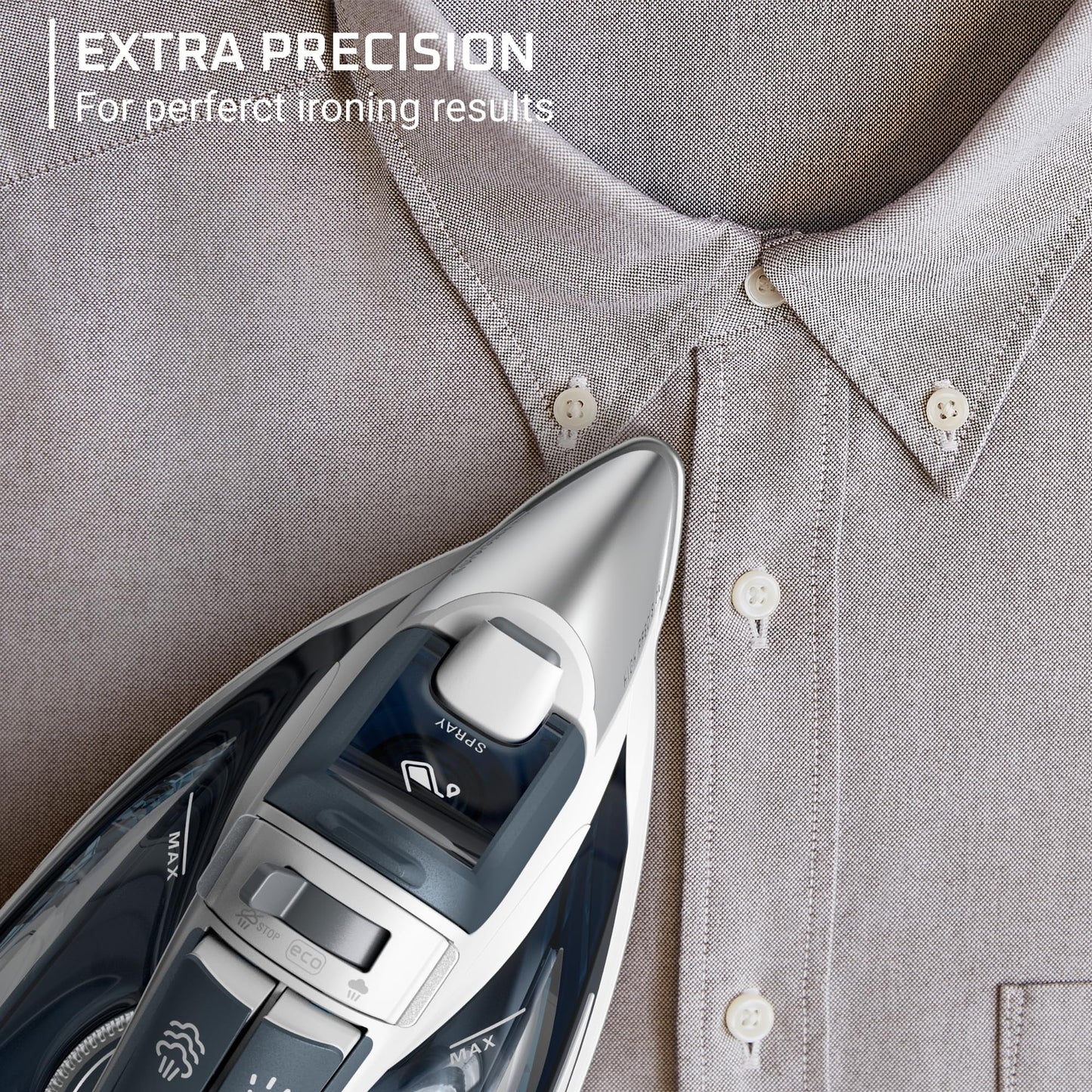 Rowenta Focus Excel Steam Iron for Clothes, Anti-Drip Protection, Iron Steamer for Clothes, 1725 Watts, DW5280, Grey Rowenta