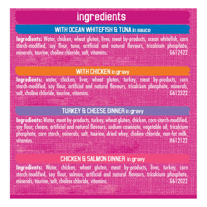 Friskies Shredded Wet Cat Food, Poultry & Fish Combo Variety Pack 4 Flavours - 156 g Can (32 Pack)