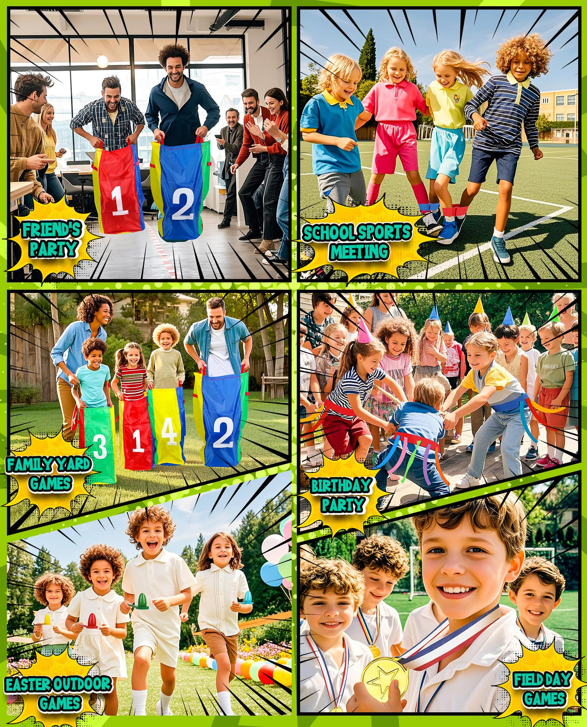 Outdoor Carnival Games Set, Potato Sack & Relay Race for Kids Adults Fun 🍁 All In One Marketplace Canada