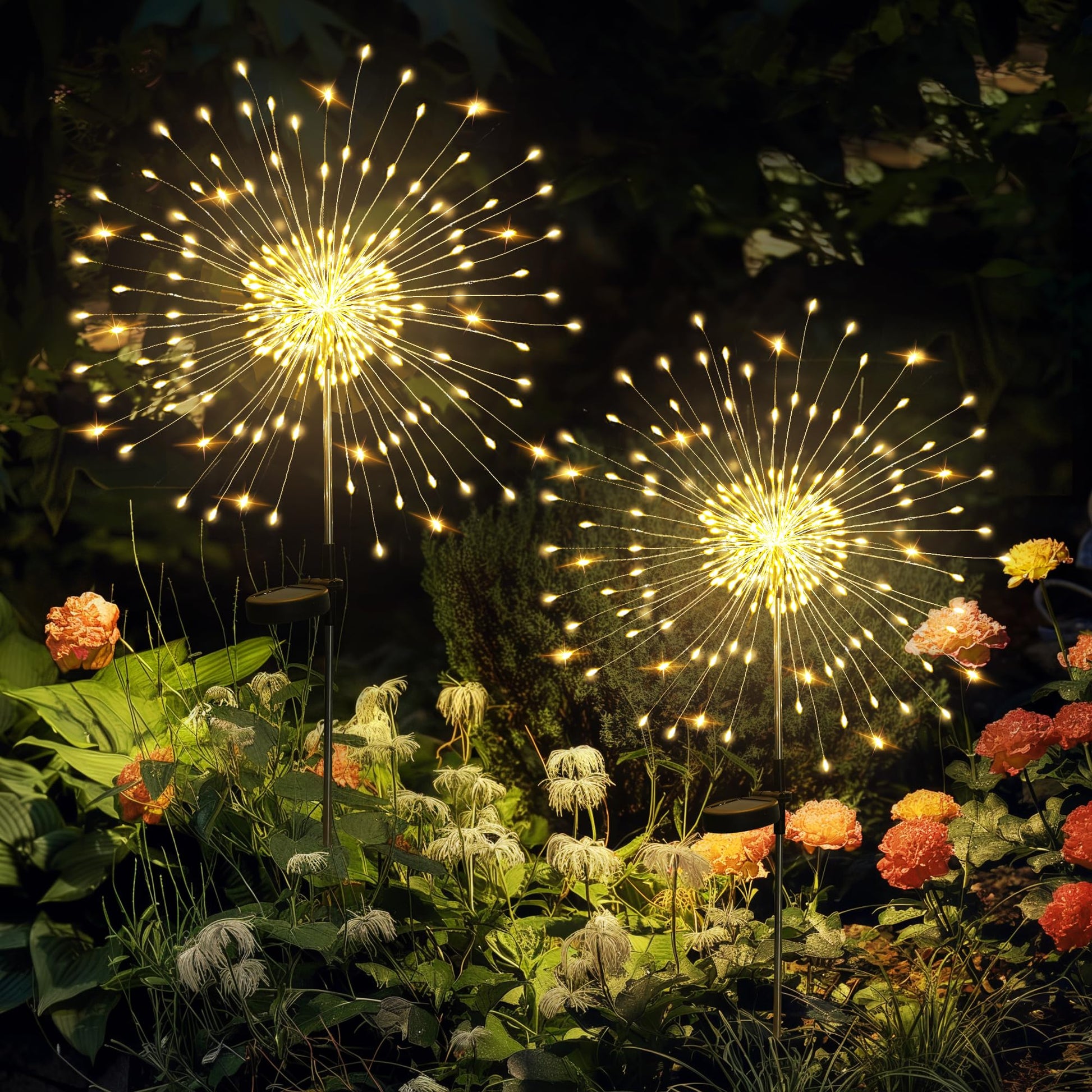 GIGALUMI Garden Outdoor Decor Lights 120LED 2Pack, Solar Garden Lights for Yard Outside Fairy Decorative,Solar Powered for Yard Pathway Flowerbed Planter Balcony Patio 4th of July Decor（Warm White） - Available at All In One Marketplace Canada