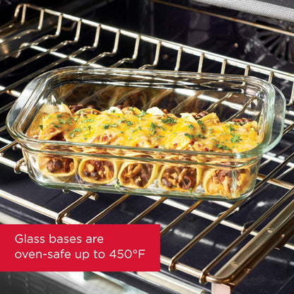 Rubbermaid 2118315 Brilliance Glass Storage 8-Cup Food Containers with Lids, 2-Pack (4 Pieces Total), BPA Free and Leak Proof, Large, Clear Rubbermaid