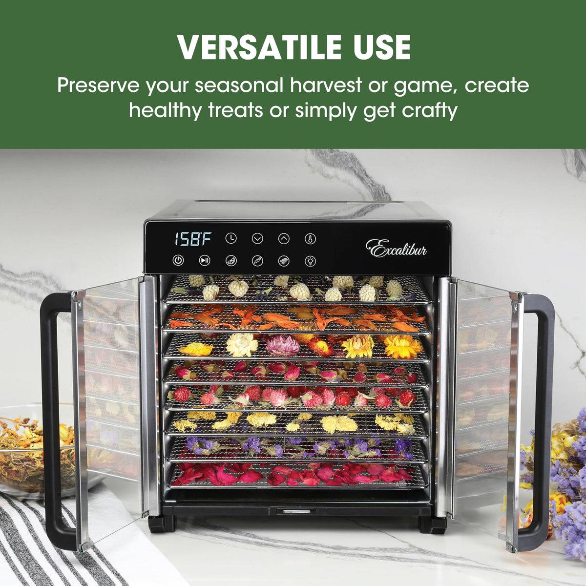 Excalibur 8 Tray Select Digital Dehydrator, in Stainless Steel (DH08SCSS13)