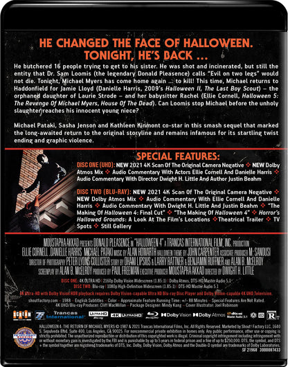 Halloween 4 : Le Retour de Michael Myers - Édition Collector 4K Ultra HD + Blu-ray