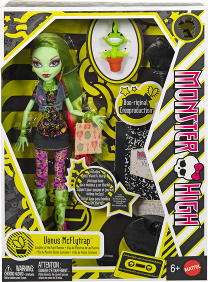 Monster High Boo-riginal Creeproduction Doll, Venus McFlytrap Collectible Reproduction with Doll Stand, Diary, and Pet Chewlian Monster High