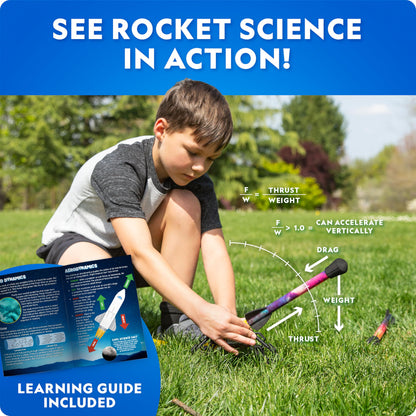 National Geographic Air Rocket Toy – LED Rocket Launcher for Kids, Jump & Launch Air Powered Foam Rockets up to 30.5 Meters, Kids Outdoor Activities
