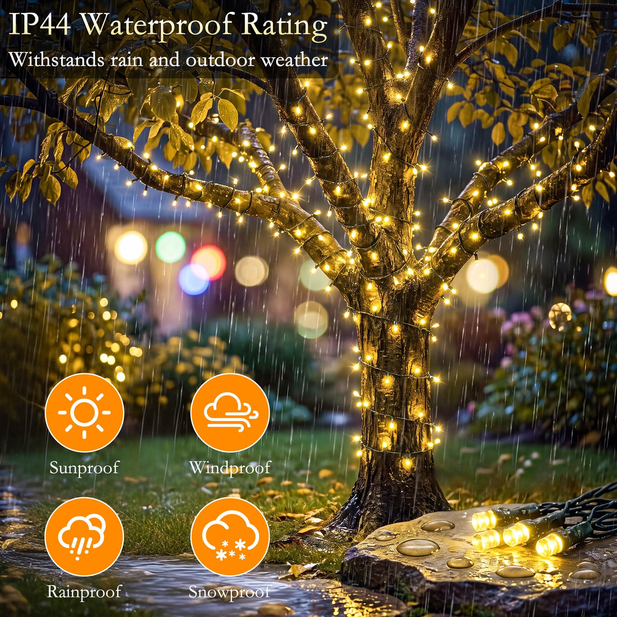 Soagrc 66FT 200 LED Warm White Fairy Lights, Dark Green Wire 8 Modes Timer, IP44 Waterproof Outdoor Indoor String Lights for Patio Garden Backyard Bedroom Classroom Weeding Christmas Decor 🍁 All In One Marketplace Canada