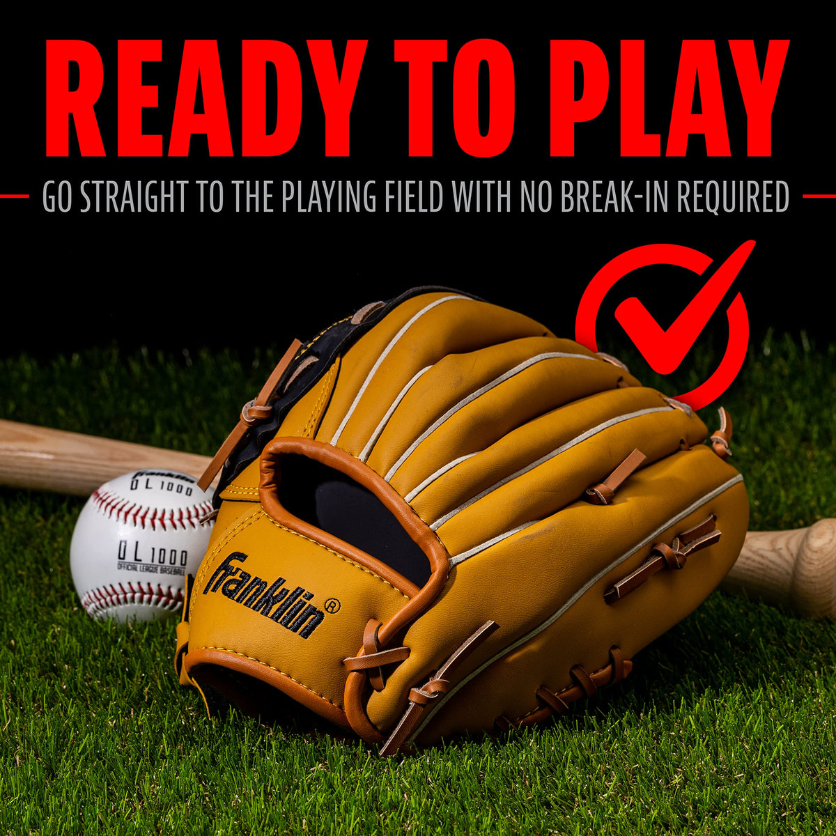 Franklin Sports Baseball and Softball Glove - Fieldmaster Adult + Youth Baseball Gloves - Men's + Women's Infield + Outfield Mitt - Right Hand Throw - 12"