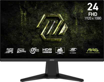 MSI MAG 245F X24 24-inch 1920 x 1080 (FHD) Gaming Monitor, 240Hz, FreeSync Premium, HDR Ready, HDMI, VGA Port, VESA Mountable, Tilt, 4-Side Slim Bezel, 0.5ms, Black MSI
