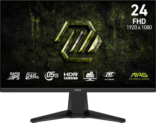 MSI MAG 245F X24 24-inch 1920 x 1080 (FHD) Gaming Monitor, 240Hz, FreeSync Premium, HDR Ready, HDMI, VGA Port, VESA Mountable, Tilt, 4-Side Slim Bezel, 0.5ms, Black MSI