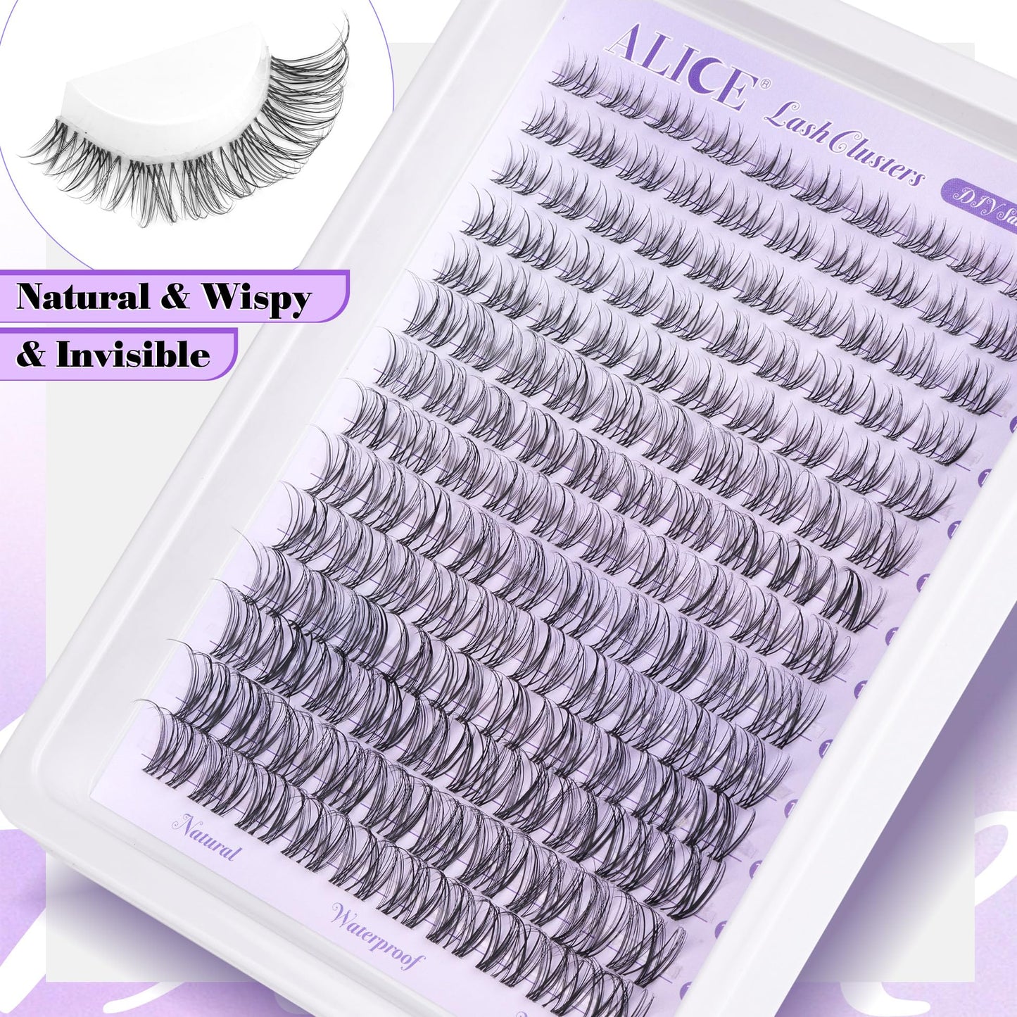 Wispy Lash Clusters Invisible Band Natural Lash Extensions Waterproof 8-16mm Cluster Eyelash Extension D Curl DIY Individual Cluster Lashes by ALICE