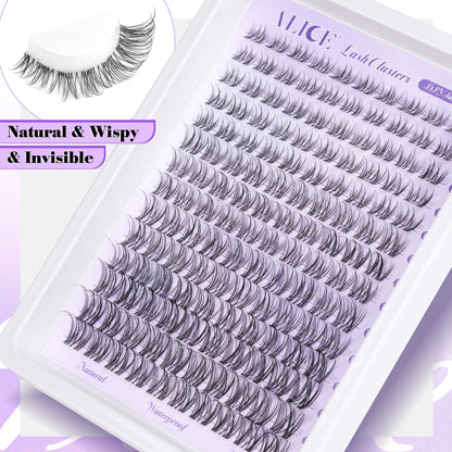 Wispy Lash Clusters Invisible Band Natural Lash Extensions Waterproof 8-16mm Cluster Eyelash Extension D Curl DIY Individual Cluster Lashes by ALICE