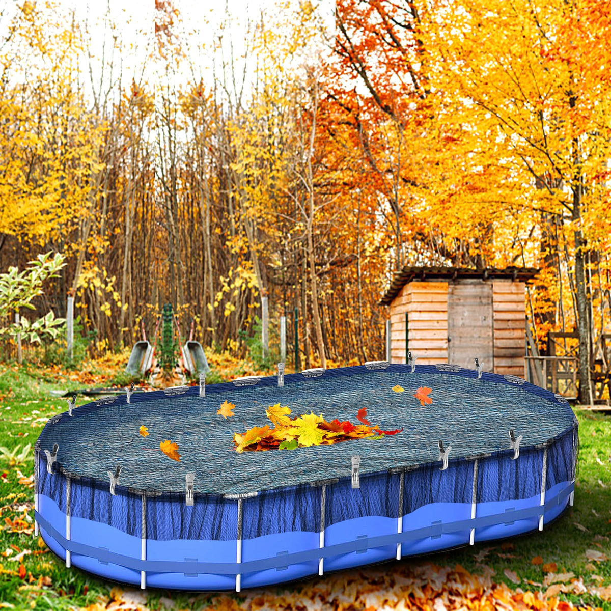 33' x 18' Oval Swimming Pool Leaf Net Cover, Pool Safety Net Blanket 🍁 All In One Marketplace Canada