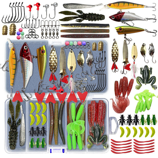 UperUper Fishing Lures Kit Set, Baits Tackle Including Crankbaits, Topwater, Spinnerbaits, Worms, Jigs, Hooks, Tackle Box and More Fishing Gear Lure for Bass Trout - Available at All In One Marketplace Canada