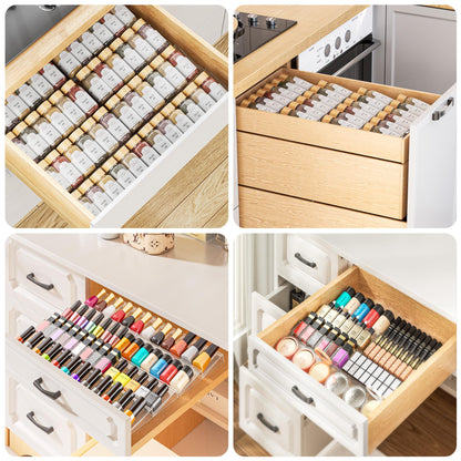 PanPanPal Spice Drawer Organizer, 4 Tier- 4 Pack Clear Acrylic Drawer Seasoning Organizer, Expandable From 11'' to 22'' Kitchen Spice Rack Organizers and Storage for Drawer (Jars not included) - Available at All In One Marketplace Canada