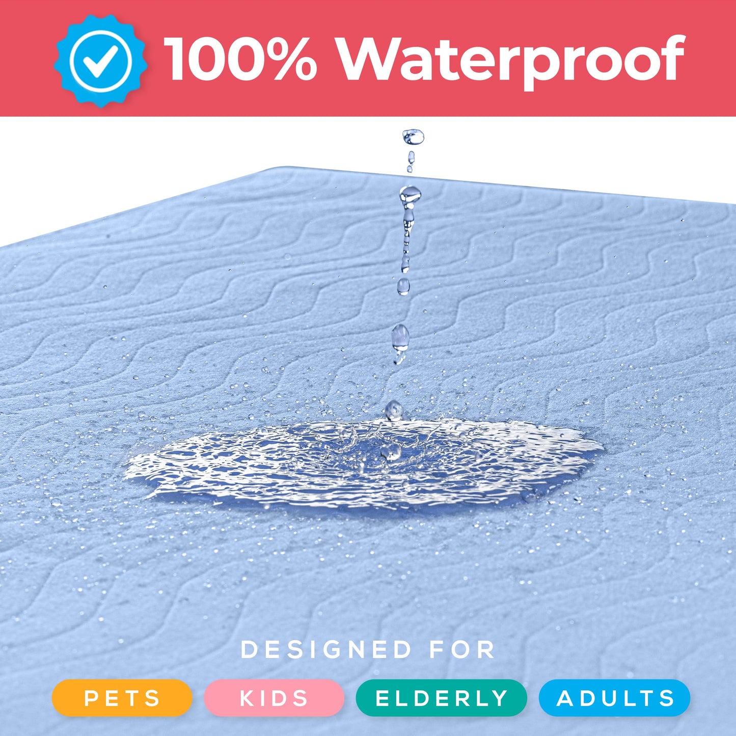 Utopia Bedding (Pack of 2) Waterproof Incontinence Pads Quilted Washable & Absorbent Bed Pad for Adults and Kids 34 x 36 inches (Blue)