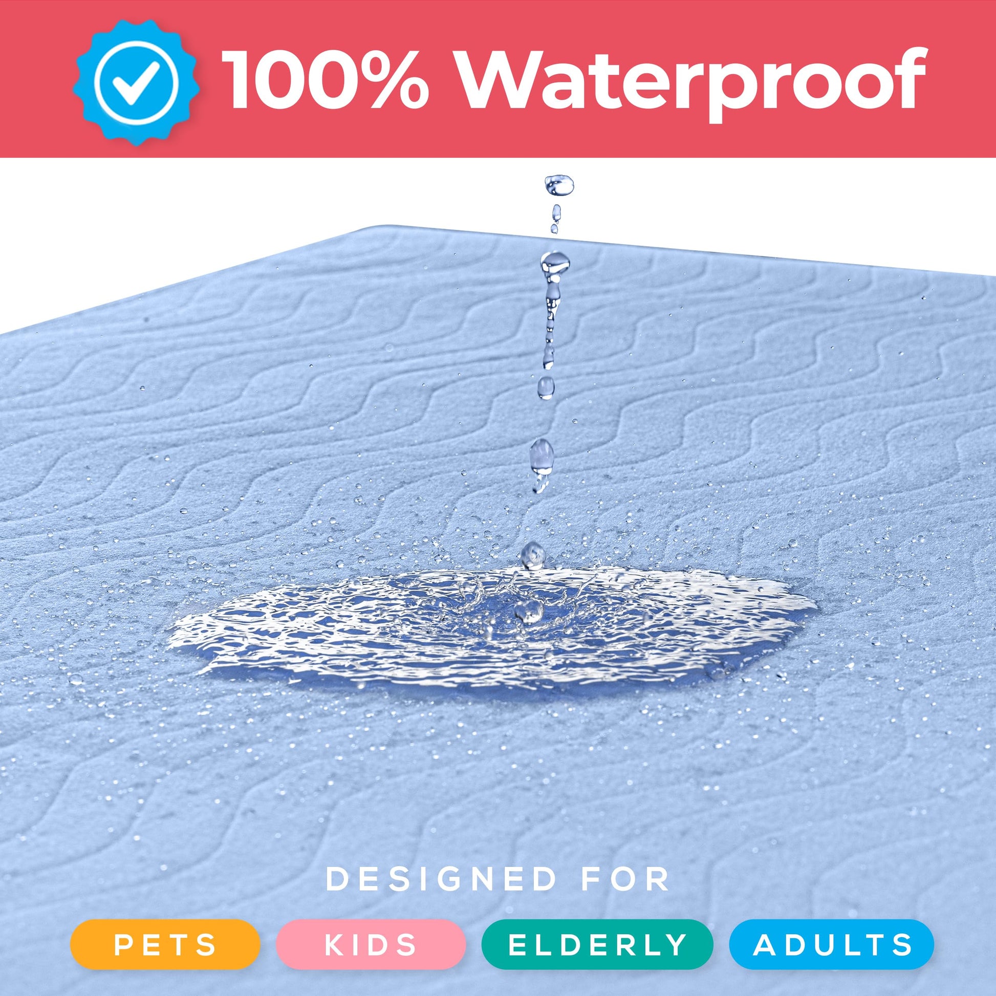 Utopia Bedding (Pack of 2) Waterproof Incontinence Pads Quilted Washable & Absorbent Bed Pad for Adults and Kids 34 x 36 inches (Blue)
