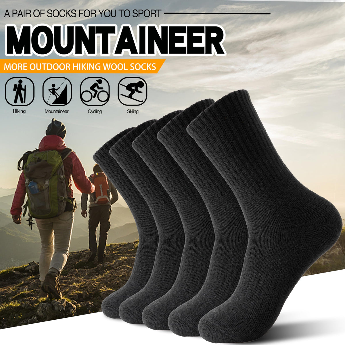 EBMORE Merino Wool Socks for Women Hiking Thermal Winter Warm Thick Boot Cozy Crew Comfy Work Socks Stocking Stuffers Gift for Women Mom 5 Pairs (Black Series) 🍁 All In One Marketplace Canada