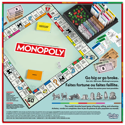 Monopoly Board Game | Classic Game with Storage Tray and Larger Tokens | Ages 8+ | 2 to 6 Players | Family Games for Kids and Adults | Kids Gifts (English & French) 🍁 All In One Marketplace Canada