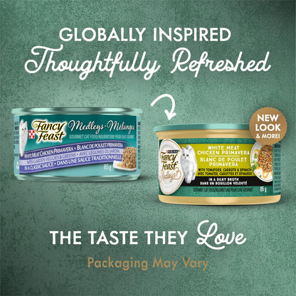 Fancy Feast Medleys Wet Cat Food, White Meat Chicken Primavera - 85 g Can (24 Pack) Fancy Feast