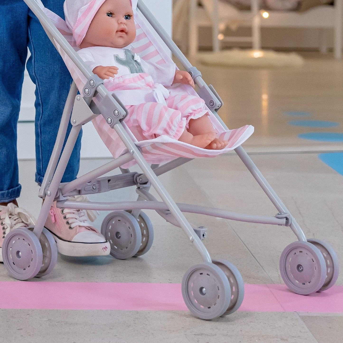 JC Toys | Berenguer Boutique | Single Umbrella Baby Doll Stroller | Elephant Theme | Pink | Ages 2 + JC Toys