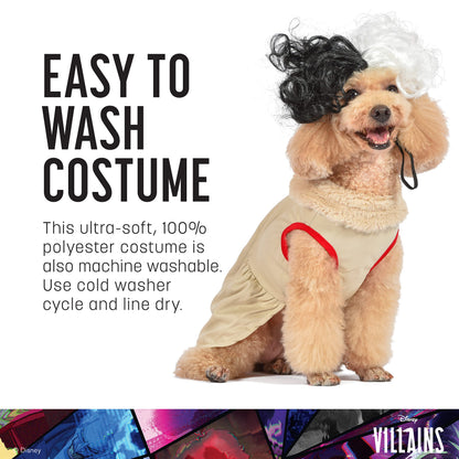 Costume de Cruella pour animaux Disney Villains - Halloween - Très grand - | Costumes d'Halloween Disney Villains pour chiens, costume d'Halloween pour chien sous licence officielle Disney, beige (FF22930)