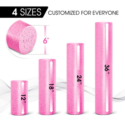 Yes4All High-Density EPP Round Back Roller Foam, Foam Roller for Yoga, Pilates & Stretching - 12, 18, 24, 36 inch
