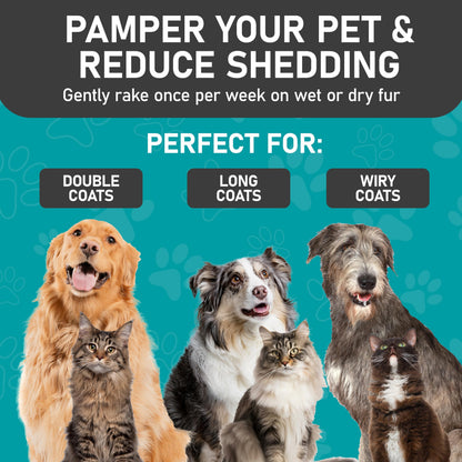 Maxpower Planet Pet Grooming Brush - Double Sided Shedding, Dematting - Undercoat Rake Dogs - Dog Grooming Brush - Deshedding Brush for Dogs - Dog Brush, Cat Brush, Reduce Shedding by 95%, Turquoise