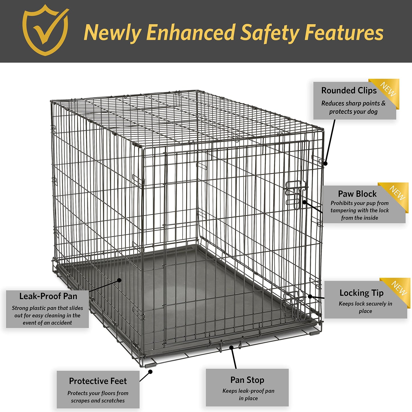 MidWest Homes for Pets 42-Inch New World Crate for Large Breeds, 71-90 lbs, Single Door Folding Dog Crate, Leak-Proof Tray & Secure Latch, Portable, Durable & Easy to Assemble 🍁 All In One Marketplace Canada