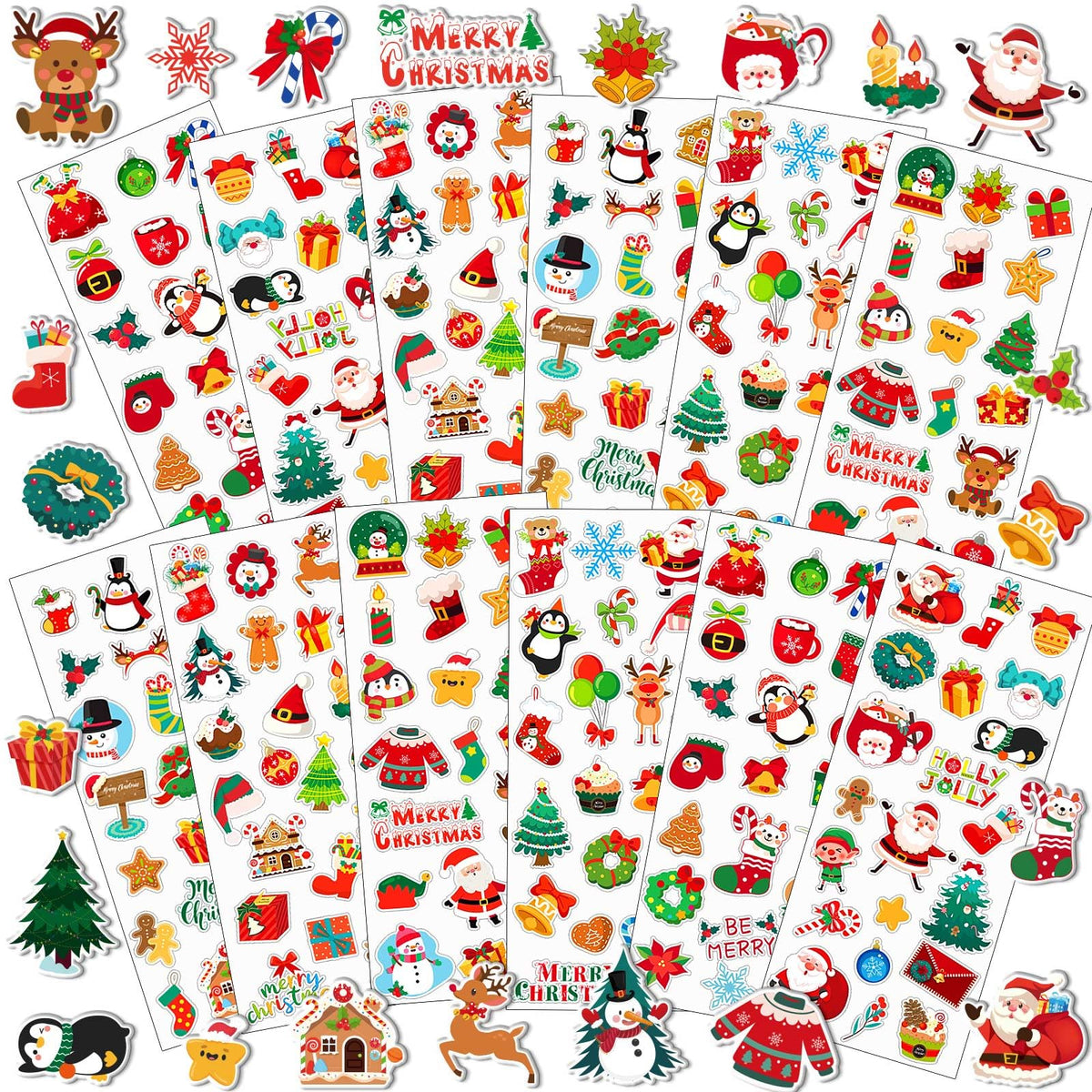 UPINS Christmas Stickers 12 Sheets UPINS Holiday 3D Puffy Sticker Cute Snowman Reindeer Tree Santa Foam Decals for Party Favors Scrapbooking DIY Crafts 🍁 All In One Marketplace Canada