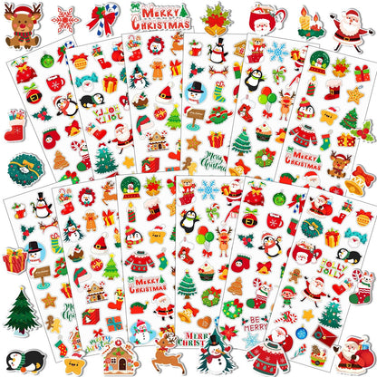 UPINS Christmas Stickers 12 Sheets UPINS Holiday 3D Puffy Sticker Cute Snowman Reindeer Tree Santa Foam Decals for Party Favors Scrapbooking DIY Crafts 🍁 All In One Marketplace Canada