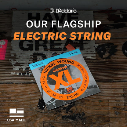 D'Addario EXL110 Cordes de guitare électrique en nickel filé, lot de 3 - Tirant Regular Light 10-46