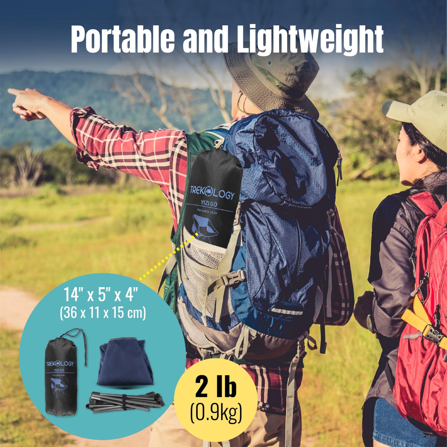 TREKOLOGY lightweight Camping Chairs for Adults - Compact & Ultralight Portablefor for Outdoor Adventures, Hiking, Backpacking – Comfortable Chaise Camping Compacte & Durable YIZI GO Chaise de Camping