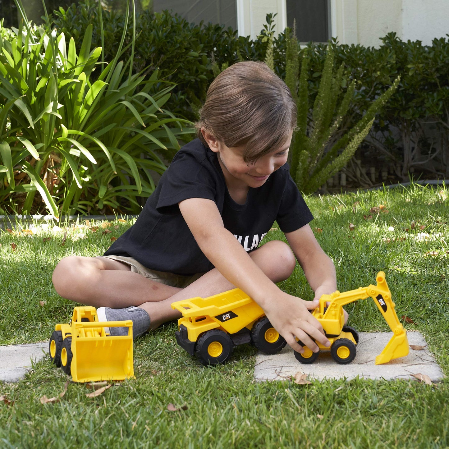 CAT Construction Toys, Mini Crew 3-Pack 7”, Push-Powered Yellow Construction Vehicle Toys, Includes Dump Truck, Wheel Loader, and Excavator for Kids and Toddlers Ages 2+ - Available at All In One Marketplace Canada