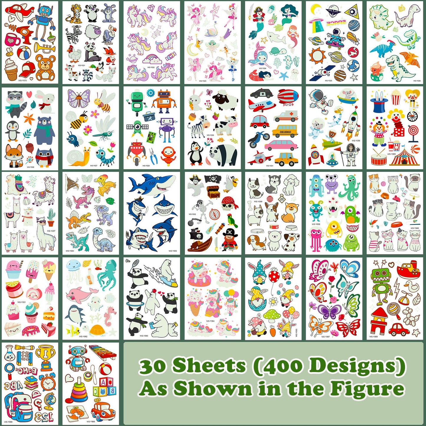 Temporary Tattoos Kids 400 Pcs Glow In The Dark Tattoos for Kids,Waterproof Skin Fake Tattoos Stickers for Boy and Girl,Luminous Kids Tattoos for Birthday Game Activities Holiday Party Favors etc - Available at All In One Marketplace Canada