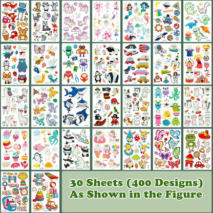 Temporary Tattoos Kids 400 Pcs Glow In The Dark Tattoos for Kids,Waterproof Skin Fake Tattoos Stickers for Boy and Girl,Luminous Kids Tattoos for Birthday Game Activities Holiday Party Favors etc - Available at All In One Marketplace Canada