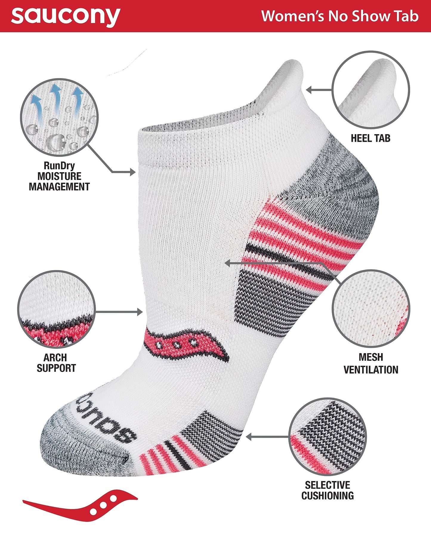Saucony Women's Performance Heel Tab Athletic Socks (8 & 16 Pairs), Grey Fashion (8 Pairs), Shoe Size: 5-10 Saucony