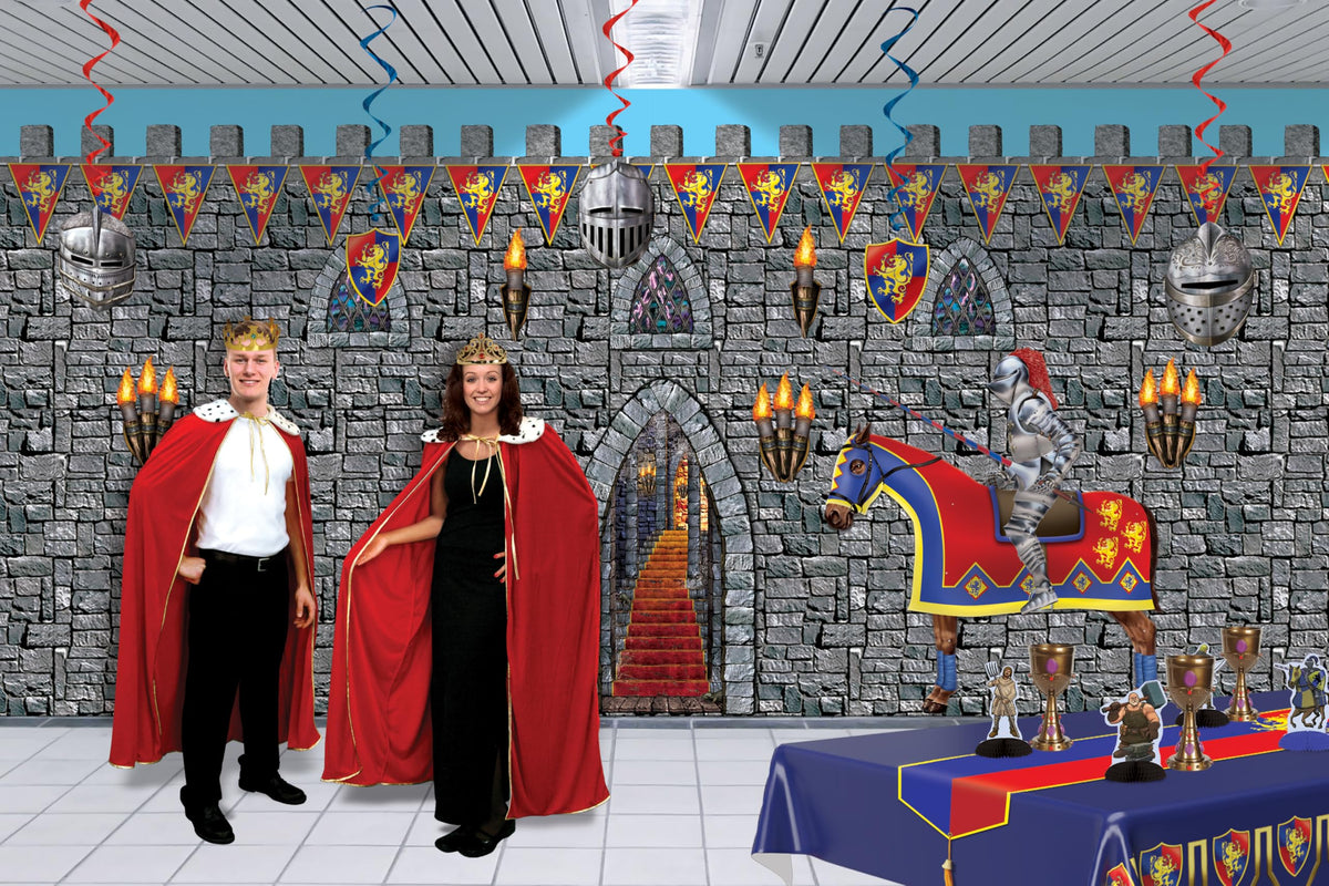 Beistle Stone Wall Backdrop 3-Count – Extra Large 4' x 30' Plastic Medieval Wall Decorations for Halloween Parties, Castle-Themed Events, Haunted Houses, Fantasy Photo Backgrounds