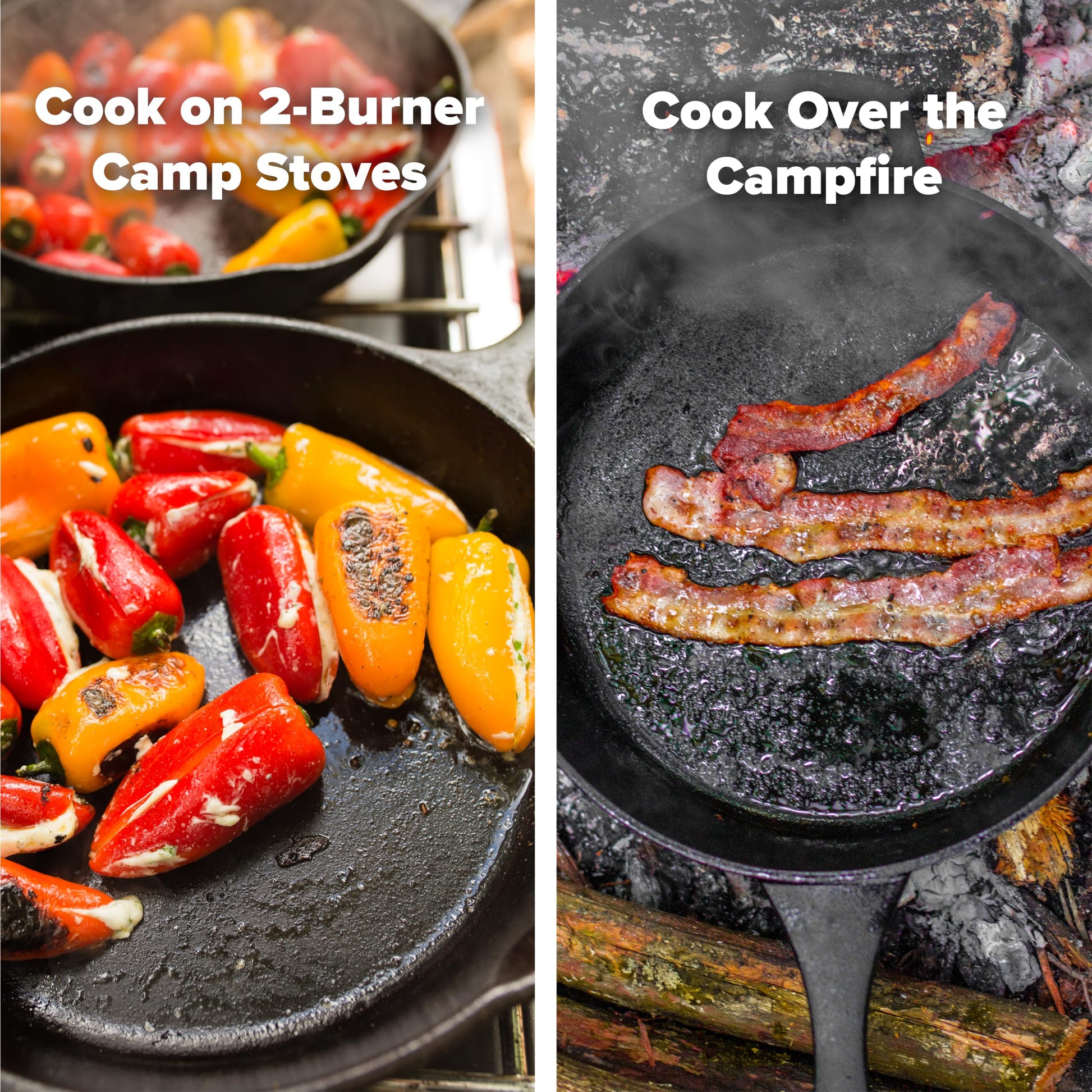 Coghlan's Cast Iron Skillet – 10.1-Inch Pre-Seasoned Frying Pan with Dual Pour Spouts & Helper Handle for Campfire Cooking, Stove, Grill, or Oven – Durable Outdoor Cookware Coghlan's