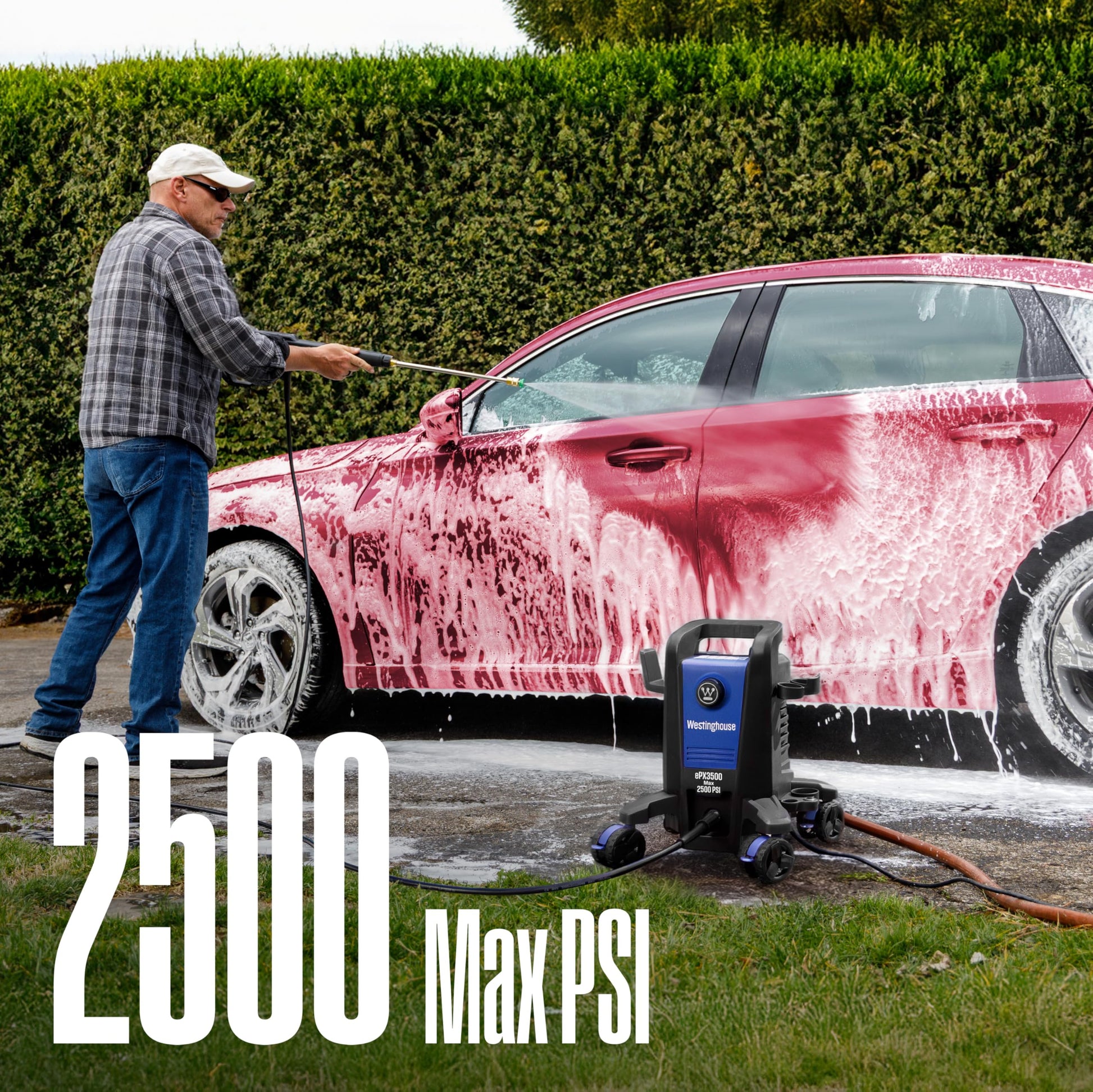 Westinghouse ePX3500 Electric Pressure Washer, 2500 Max PSI 1.76 Max GPM with Anti-Tipping Technology, Onboard Soap Tank, Pro-Style Steel Wand, 5-Nozzle Set, for Cars/Fences/Driveways/Home/Patios Westinghouse