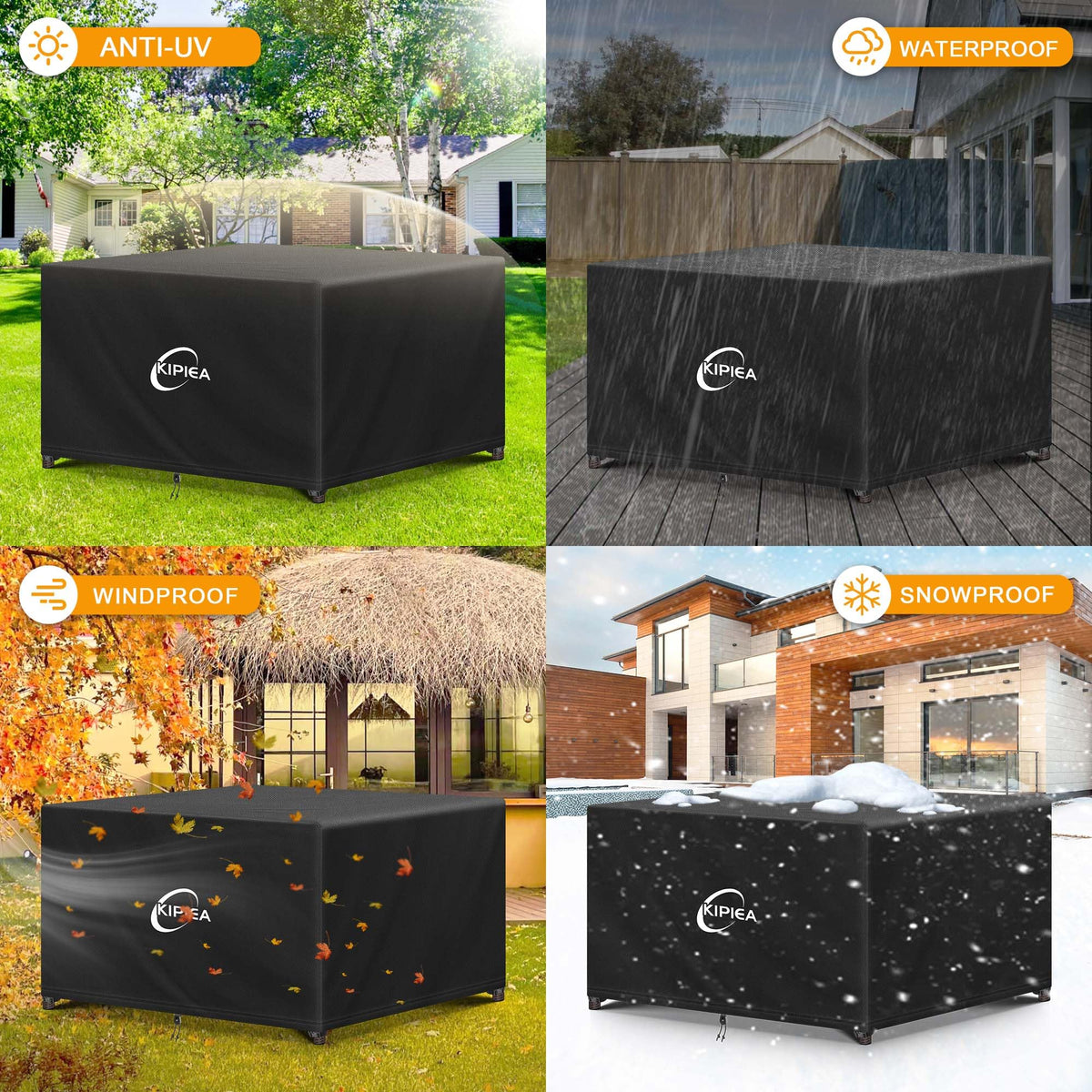 Kipiea Patio Furniture Covers Waterproof Winter, 420D Outdoor Furniture Set Covers, Heavy-Duty Patio Table Covers, No Tears Anti UV No Fading (58" L x 34" W x 28" H) 🍁 All In One Marketplace Canada