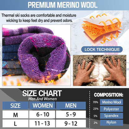 Welwoos Merino Wool Ski Socks for Mens Womens Thermal Winter Thick Warm Long Socks for Skiing Outdoor Sports Snowboarding 3 Pairs Gifts Stocking Stuffers for Men Women (Assorted,M) 🍁 All In One Marketplace Canada