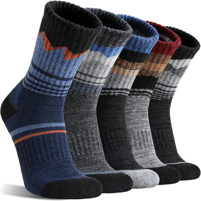 Sandsuced Merino Wool Hiking Socks Thermal Winter Warm Cozy Outdoor Crew Socks 5 Pairs Gift Stocking Stuffers for Men(Assorted Blue,M) 🍁 All In One Marketplace Canada