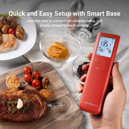 ThermoMaven Wireless Meat Thermometer, 10X Enhanced Signal and Stability with Sub-1G, Standalone Base with Display & Control, Certified Accuracy ±0.5°F, WiFi Unlimited Range for BBQ, Oven,Smoker,Grill - Available at All In One Marketplace Canada