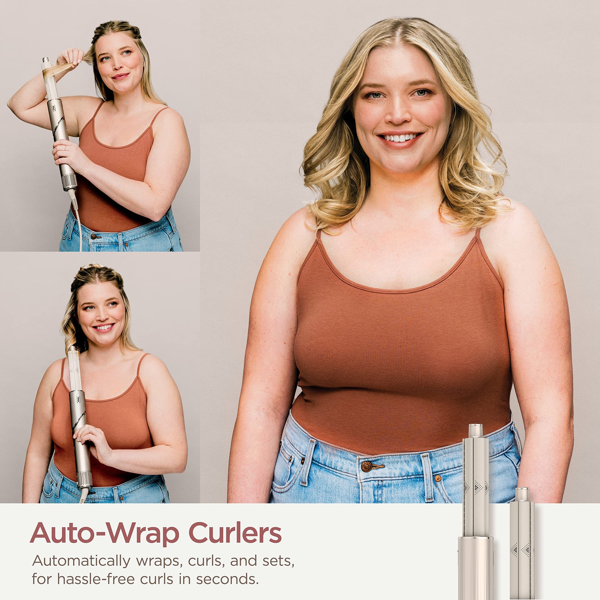 Shark FlexStyle Air Styling & Drying System, Powerful Hair Blow Dryer Multi-Styler Auto-Wrap Curlers, Curl-Defining Diffuser, Oval Brush & Concentrator Attachment, HD435C (Canadian Version), Stone Shark
