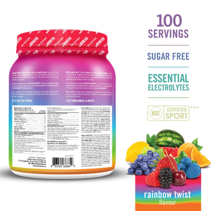 BioSteel Hydration Mix, Great Tasting Hydration with Zero Sugar, and No Artificial Flavours or Preservatives, Rainbow Twist Flavour, 100 Servings per Tub