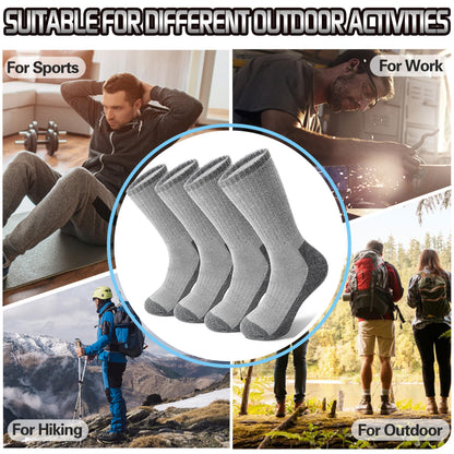 ProEtrade Merino Wool Hiking Socks for Men & Women Thermal Winter Warm Crew Thick Cushion Work Cozy Socks 4 Pairs Gifts Stockling Stuffers for Men(Classic Grey,L) 🍁 All In One Marketplace Canada