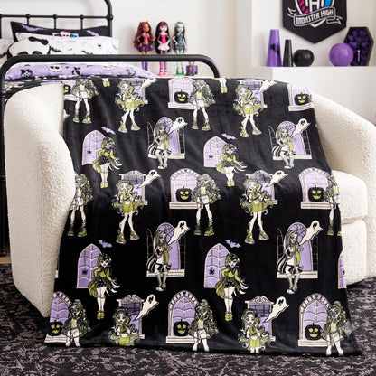 Couverture en peluche ultra-douce et confortable Monster High pour Halloween, 127 cm x 178 cm, (produit sous licence officielle) par Franco
