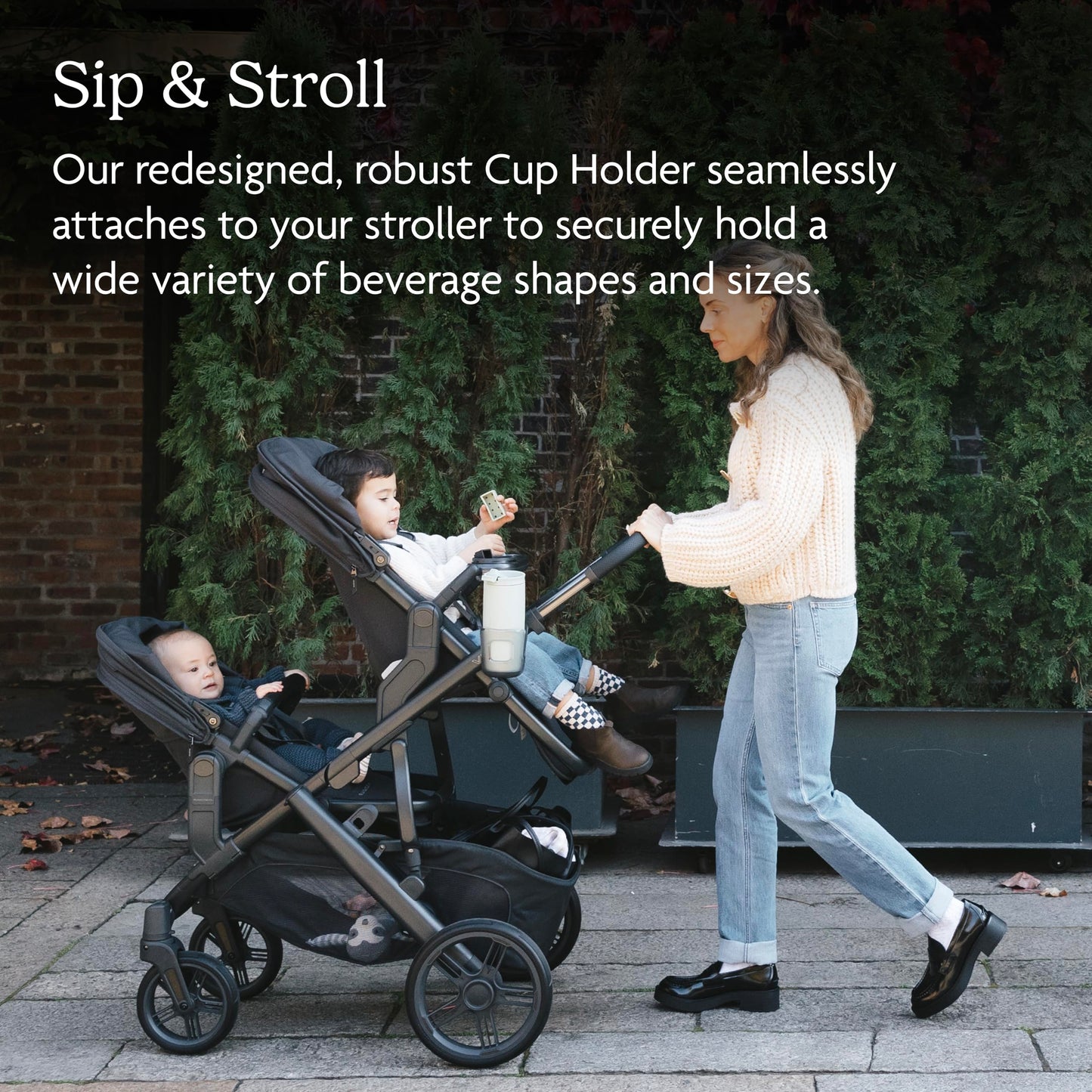 UPPAbaby Cup Holder for Vista, Cruz, Minu Strollers - Quick, Intuitive Attachment + Removal - Securely Holds Various Size Beverages - BPA Free + Dishwasher Safe - Folds Attached UPPAbaby